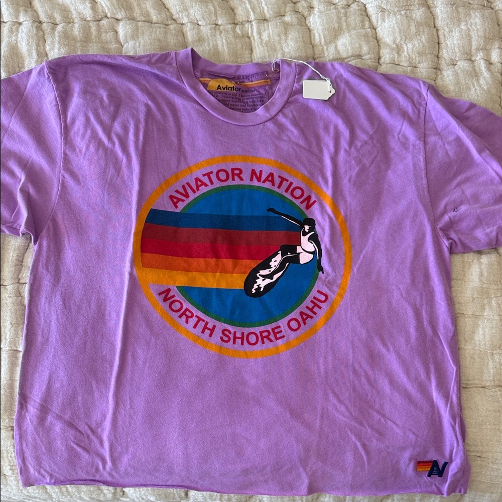Aviator Nation' North Shore Oahu Purple Graphic Tee - NWT